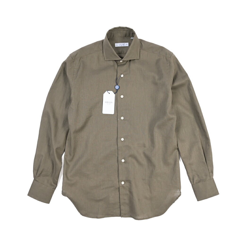 26SS ORIAN リネン混コットン ホリゾンタルカラードレスシャツ / Vintage Classic A.ホワイト 38 | GUARDAROBA MILANO OFFICIAL STORE