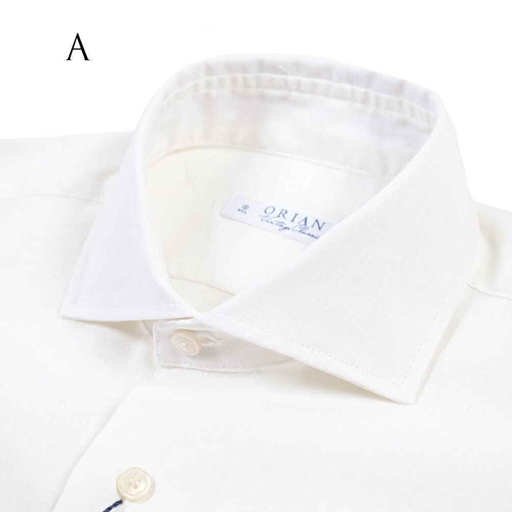 26SS ORIAN リネン混コットン ホリゾンタルカラードレスシャツ / Vintage Classic A.ホワイト 38 | GUARDAROBA MILANO OFFICIAL STORE