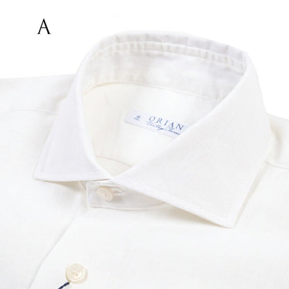 26SS ORIAN リネン混コットン ホリゾンタルカラードレスシャツ / Vintage Classic A.ホワイト 38 | GUARDAROBA MILANO OFFICIAL STORE