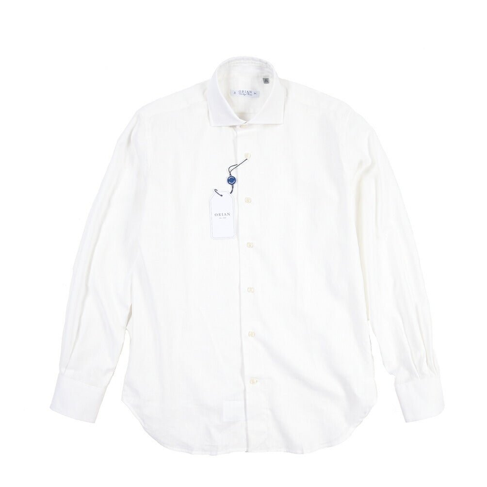 26SS ORIAN リネン混コットン ホリゾンタルカラードレスシャツ / Vintage Classic A.ホワイト 38 | GUARDAROBA MILANO OFFICIAL STORE