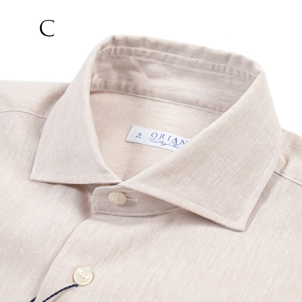 26SS ORIAN リネン混コットン ホリゾンタルカラードレスシャツ / Vintage Classic A. ホワイト 38 | GUARDAROBA MILANO OFFICIAL STORE