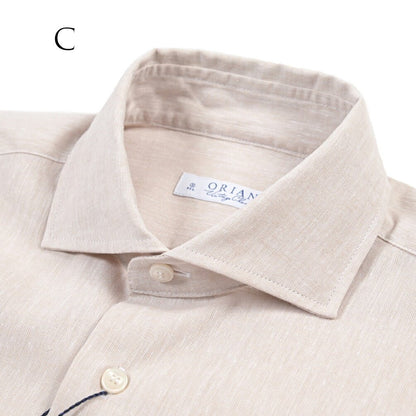 26SS ORIAN リネン混コットン ホリゾンタルカラードレスシャツ / Vintage Classic A. ホワイト 38 | GUARDAROBA MILANO OFFICIAL STORE