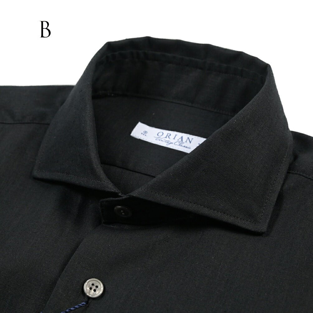 26SS ORIAN リネン混コットン ホリゾンタルカラードレスシャツ / Vintage Classic A. ホワイト 38 | GUARDAROBA MILANO OFFICIAL STORE