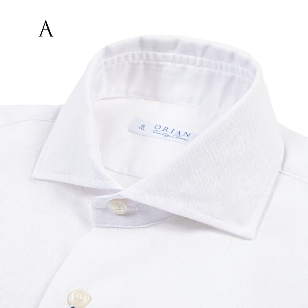 26SS ORIAN リネン混コットン ホリゾンタルカラードレスシャツ / Vintage Classic A. ホワイト 38 | GUARDAROBA MILANO OFFICIAL STORE