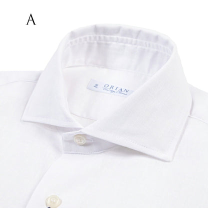 26SS ORIAN リネン混コットン ホリゾンタルカラードレスシャツ / Vintage Classic A. ホワイト 38 | GUARDAROBA MILANO OFFICIAL STORE
