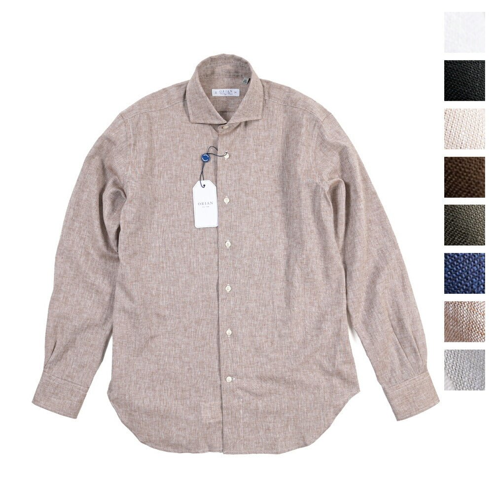 26SS ORIAN リネン混コットン ホリゾンタルカラードレスシャツ / Vintage Classic A. ホワイト 38 | GUARDAROBA MILANO OFFICIAL STORE