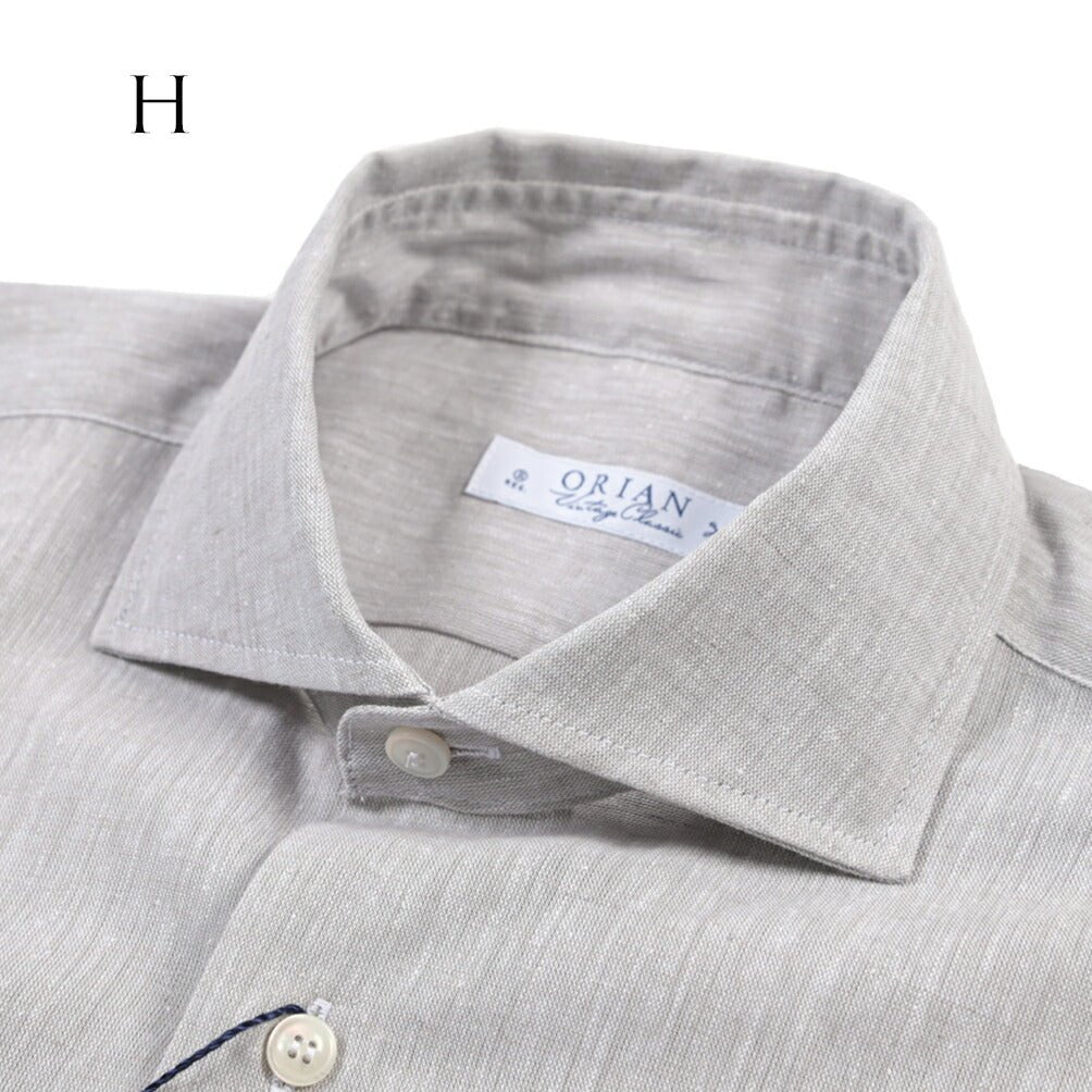 26SS ORIAN リネン混コットン ホリゾンタルカラードレスシャツ / Vintage Classic A. ホワイト 38 | GUARDAROBA MILANO OFFICIAL STORE
