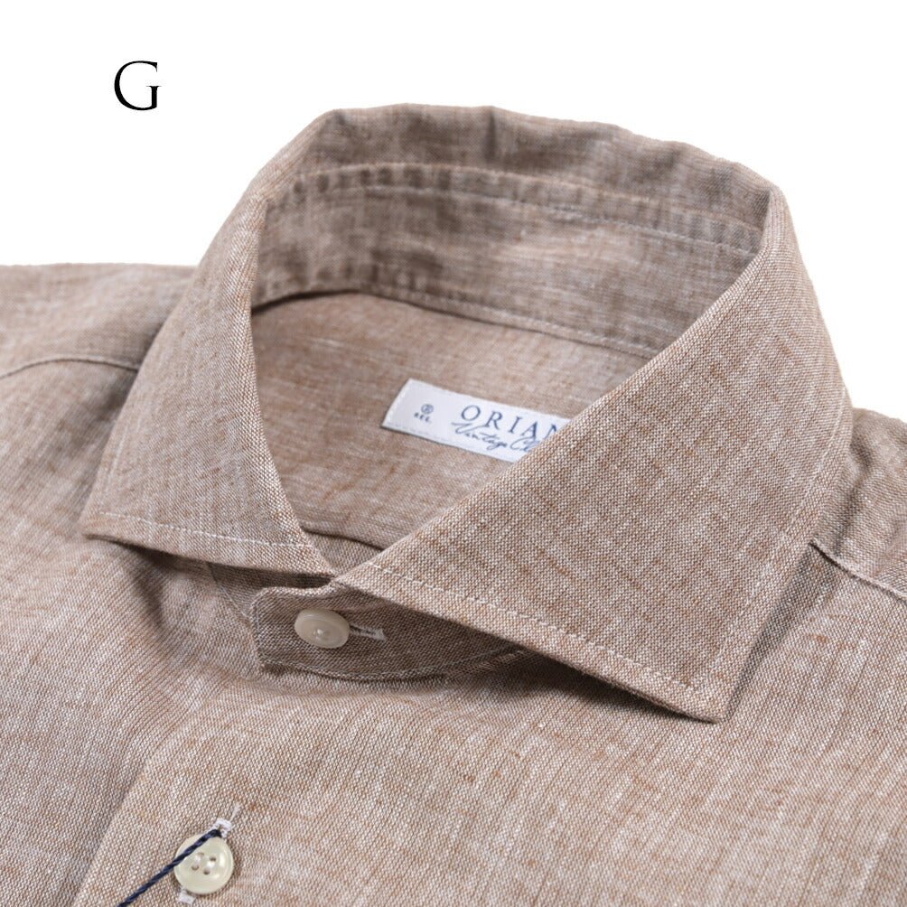 26SS ORIAN リネン混コットン ホリゾンタルカラードレスシャツ / Vintage Classic A. ホワイト 38 | GUARDAROBA MILANO OFFICIAL STORE