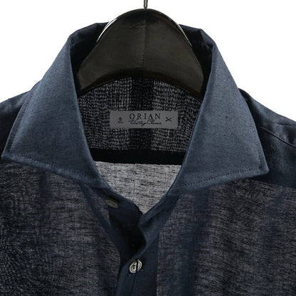 26SS ORIAN リネン混コットン ホリゾンタルカラードレスシャツ / Vintage Classic A. ネイビー 38 | GUARDAROBA MILANO OFFICIAL STORE