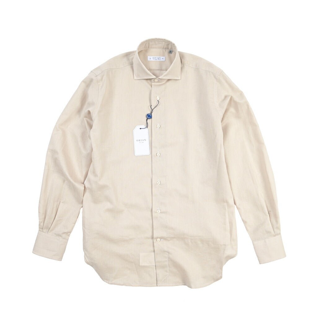 26SS ORIAN リネン混コットン ホリゾンタルカラードレスシャツ / Vintage Classic A. ネイビー 38 | GUARDAROBA MILANO OFFICIAL STORE