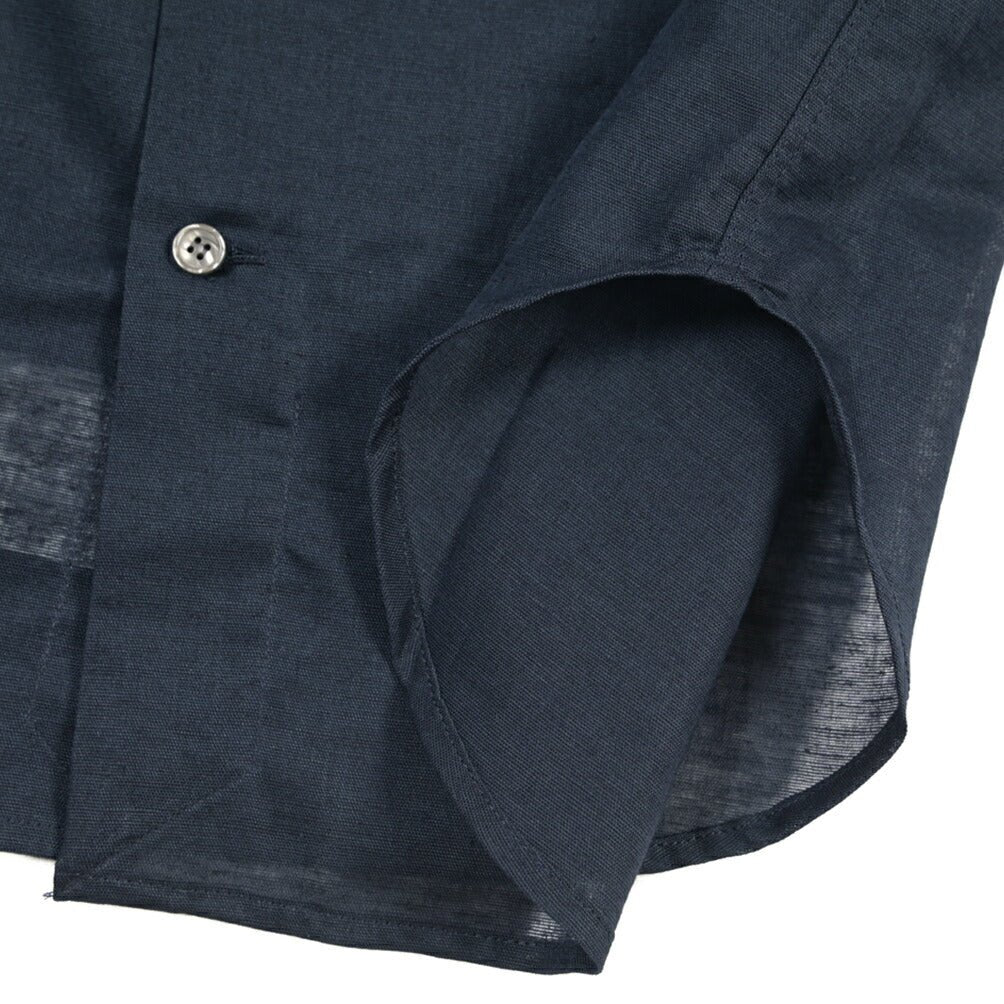 26SS ORIAN リネン混コットン ホリゾンタルカラードレスシャツ / Vintage Classic A. ネイビー 38 | GUARDAROBA MILANO OFFICIAL STORE