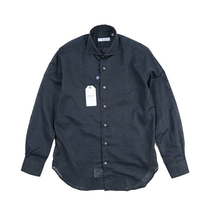 26SS ORIAN リネン混コットン ホリゾンタルカラードレスシャツ / Vintage Classic A. ネイビー 38 | GUARDAROBA MILANO OFFICIAL STORE