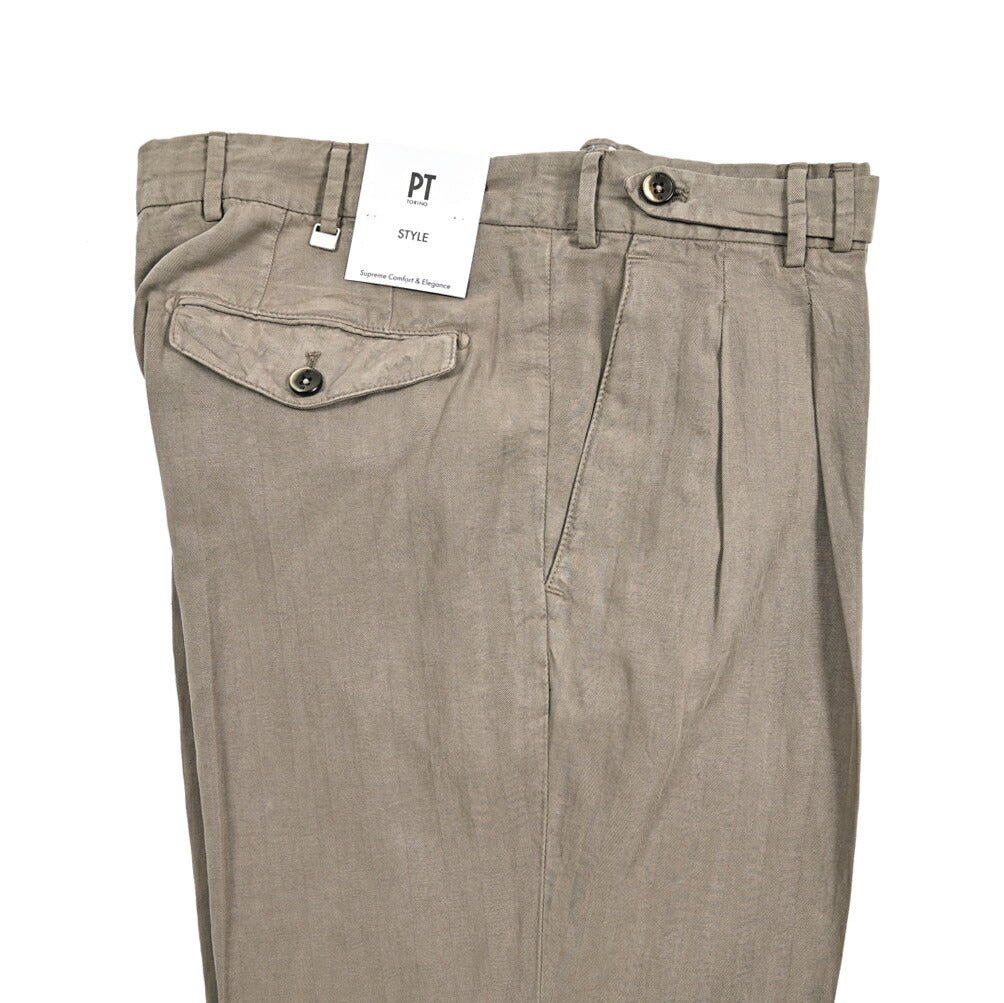 26SS PT TORINO CARROT FIT リヨセル混リネンコットン ツータックスラックス｜436449-44｜GUARDAROBA MILANO OFFICIAL STORE
