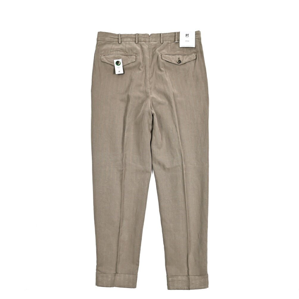 26SS PT TORINO CARROT FIT リヨセル混リネンコットン ツータックスラックス｜436449-44｜GUARDAROBA MILANO OFFICIAL STORE