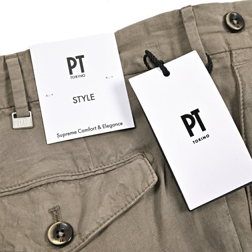26SS PT TORINO CARROT FIT リヨセル混リネンコットン ツータックスラックス｜436449-44｜GUARDAROBA MILANO OFFICIAL STORE
