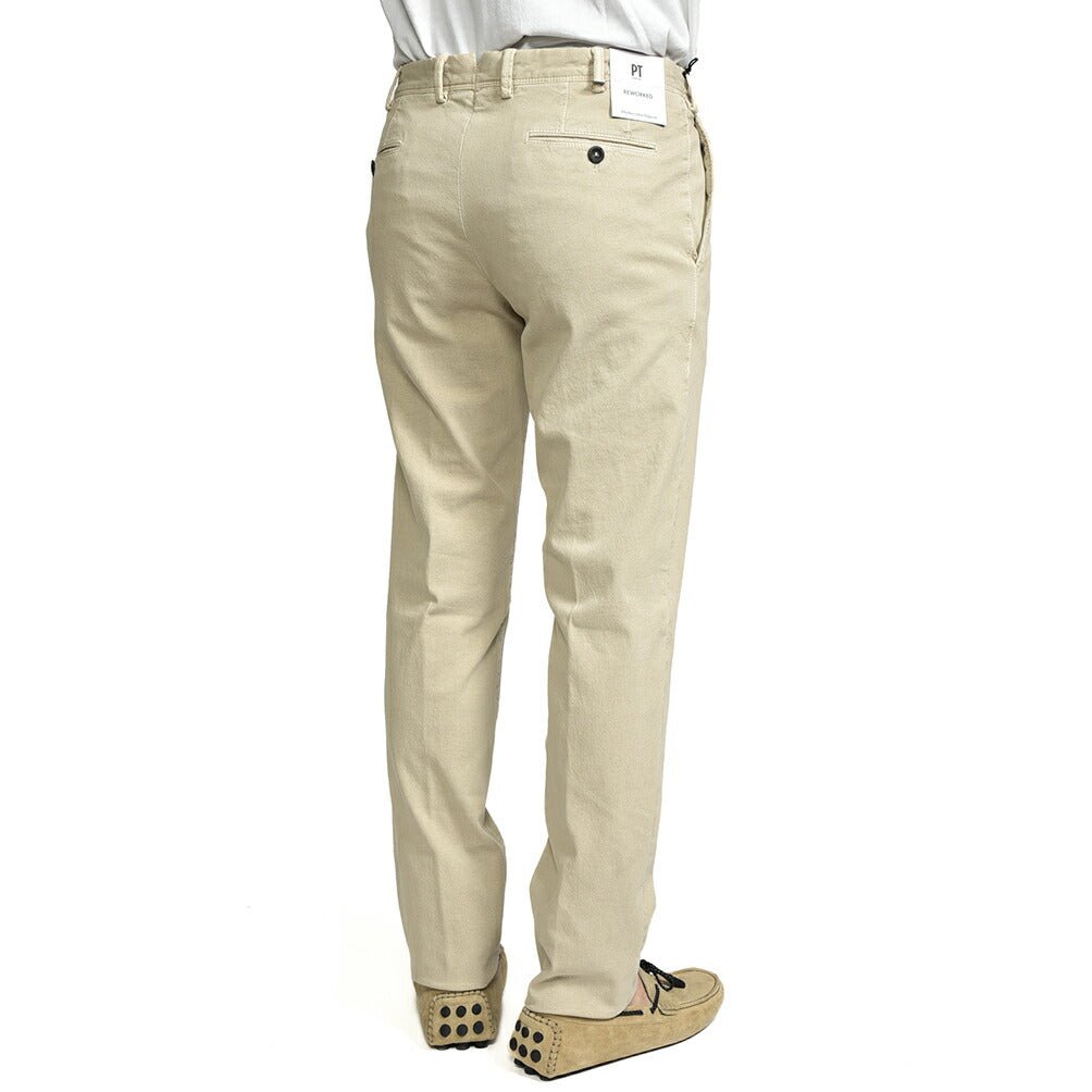 26SS PT TORINO ReWorked "E - SLIM FIT" ストレッチコットン ノータックスリムパンツ ベージュ 44 | GUARDAROBA MILANO OFFICIAL STORE