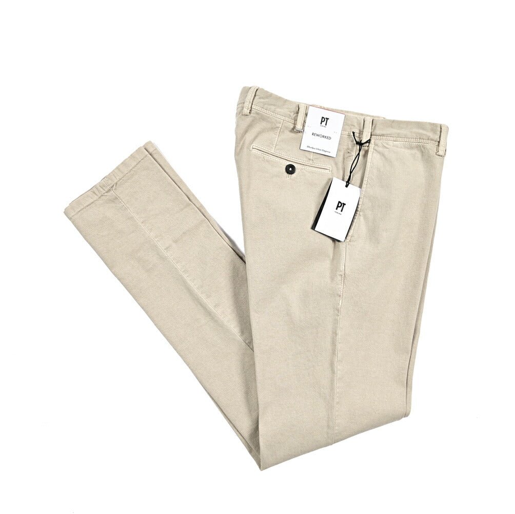 26SS PT TORINO ReWorked "E - SLIM FIT" ストレッチコットン ノータックスリムパンツ ベージュ 44 | GUARDAROBA MILANO OFFICIAL STORE