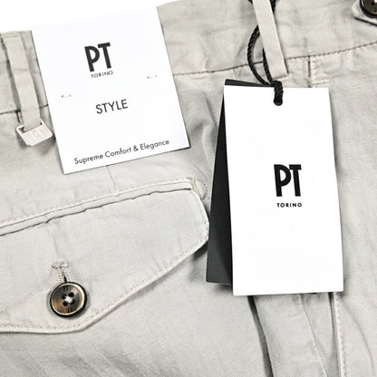 26SS PT TORINO STYLE "CARROT FIT" リヨセル混リネン ツータックスラックス ライトグレー 44 | GUARDAROBA MILANO OFFICIAL STORE