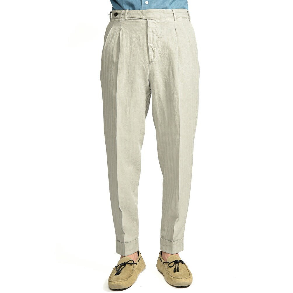 PT TORINO STYLE CARROT FIT リヨセル混リネン ツータックスラックス