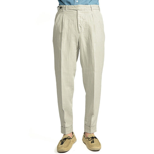 26SS PT TORINO STYLE "CARROT FIT" リヨセル混リネン ツータックスラックス ライトグレー 44 | GUARDAROBA MILANO OFFICIAL STORE