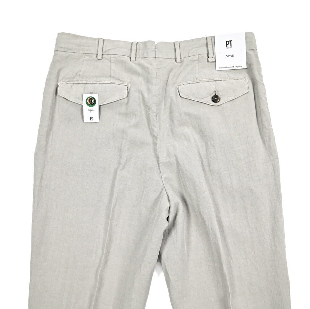 26SS PT TORINO STYLE "CARROT FIT" リヨセル混リネン ツータックスラックス ライトグレー 44 | GUARDAROBA MILANO OFFICIAL STORE