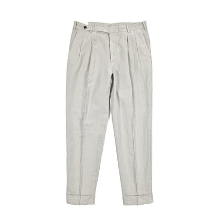 26SS PT TORINO STYLE "CARROT FIT" リヨセル混リネン ツータックスラックス ライトグレー 44 | GUARDAROBA MILANO OFFICIAL STORE