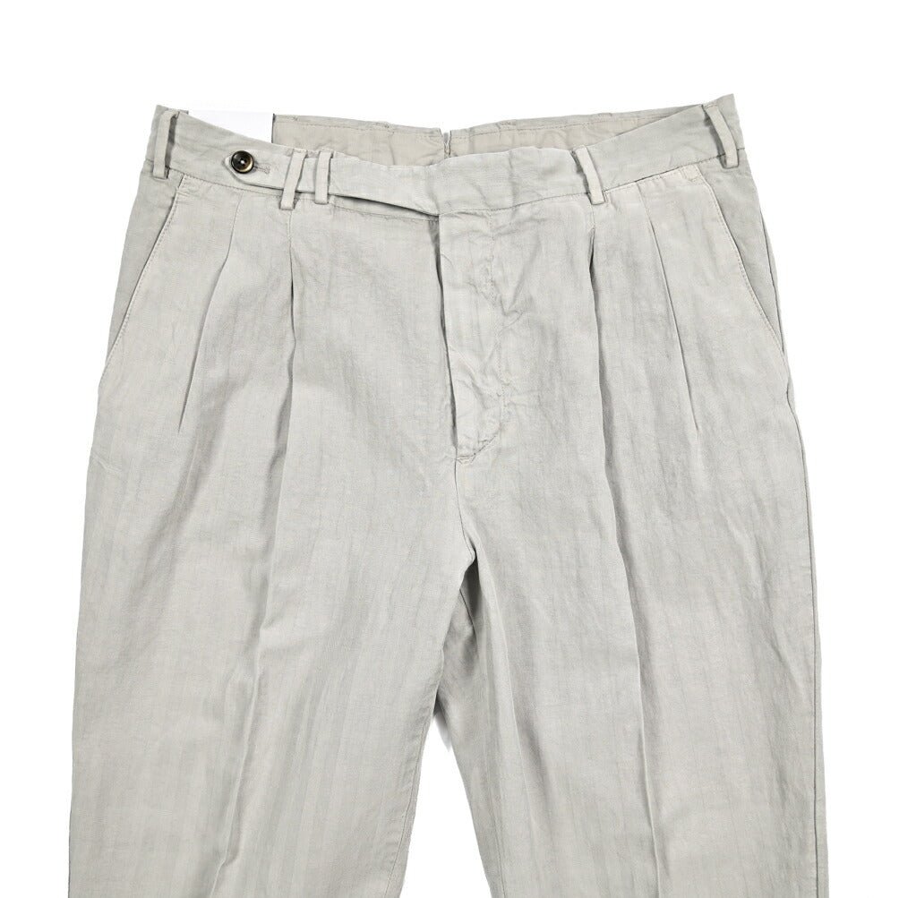 26SS PT TORINO STYLE "CARROT FIT" リヨセル混リネン ツータックスラックス ライトグレー 44 | GUARDAROBA MILANO OFFICIAL STORE