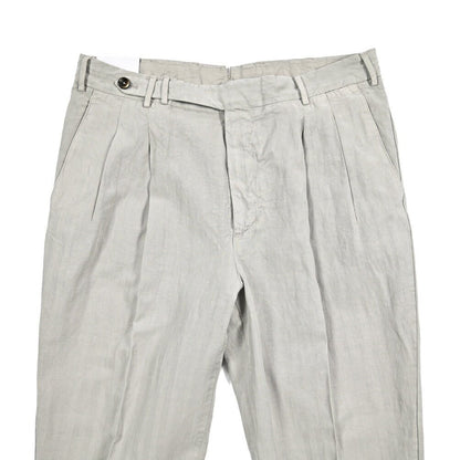 26SS PT TORINO STYLE "CARROT FIT" リヨセル混リネン ツータックスラックス ライトグレー 44 | GUARDAROBA MILANO OFFICIAL STORE
