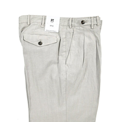 26SS PT TORINO STYLE "CARROT FIT" リヨセル混リネン ツータックスラックス ライトグレー 44 | GUARDAROBA MILANO OFFICIAL STORE