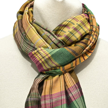 ETRO カシミヤウールシルク マドラスチェック柄ストール