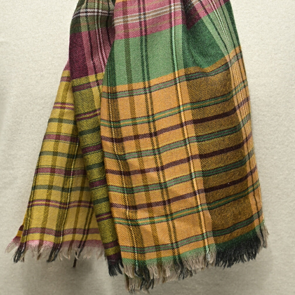ETRO カシミヤウールシルク マドラスチェック柄ストール