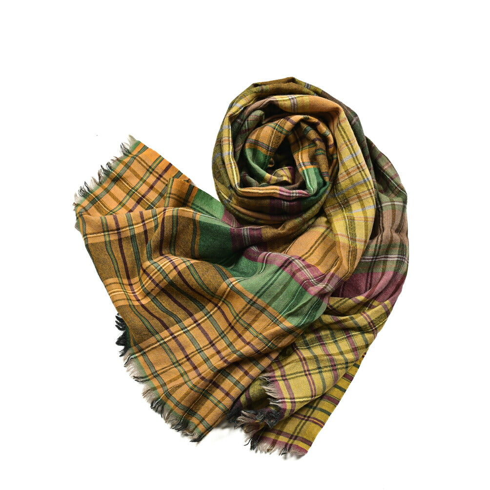 ETRO カシミヤウールシルク マドラスチェック柄ストール