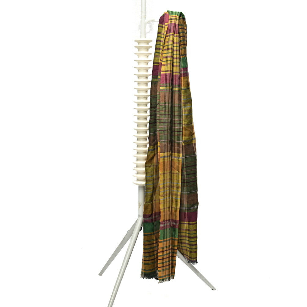 ETRO カシミヤウールシルク マドラスチェック柄ストール