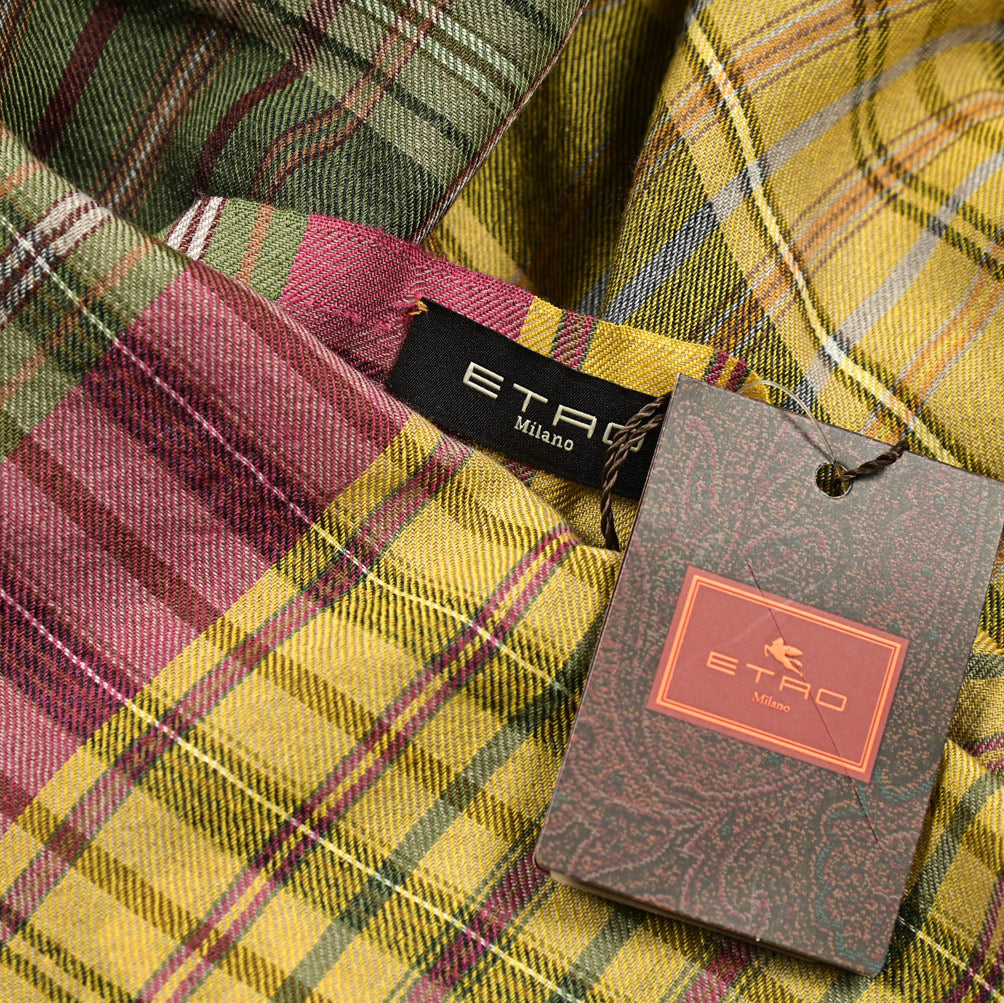 ETRO カシミヤウールシルク マドラスチェック柄ストール