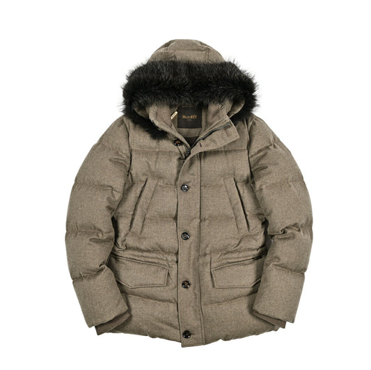 MOORER "PHILIP-IL" カシミヤ100% ファーフード付きダウンジャケット (Loro Piana RAIN SYSTEM)