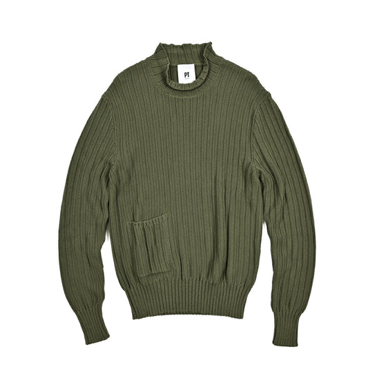 PT TORINO コットン100% モックネックニットセーター