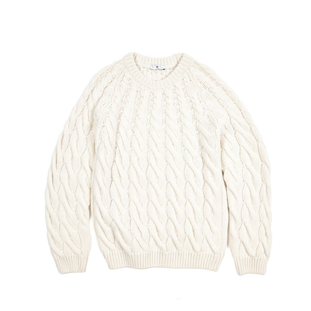 PT TORINO カシミヤ100% ケーブル編みクルーネックニットセーター
