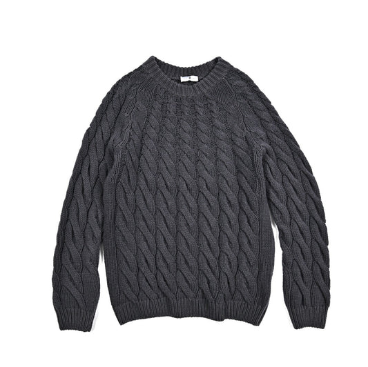 PT TORINO カシミヤ混ウール ケーブル編みクルーネックニットセーター