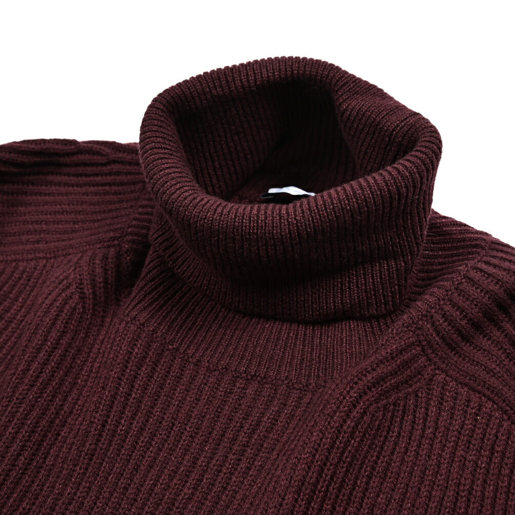 PT TORINO カシミヤ混ウール リブ編みタートルネックニットセーター