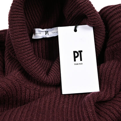 PT TORINO カシミヤ混ウール リブ編みタートルネックニットセーター