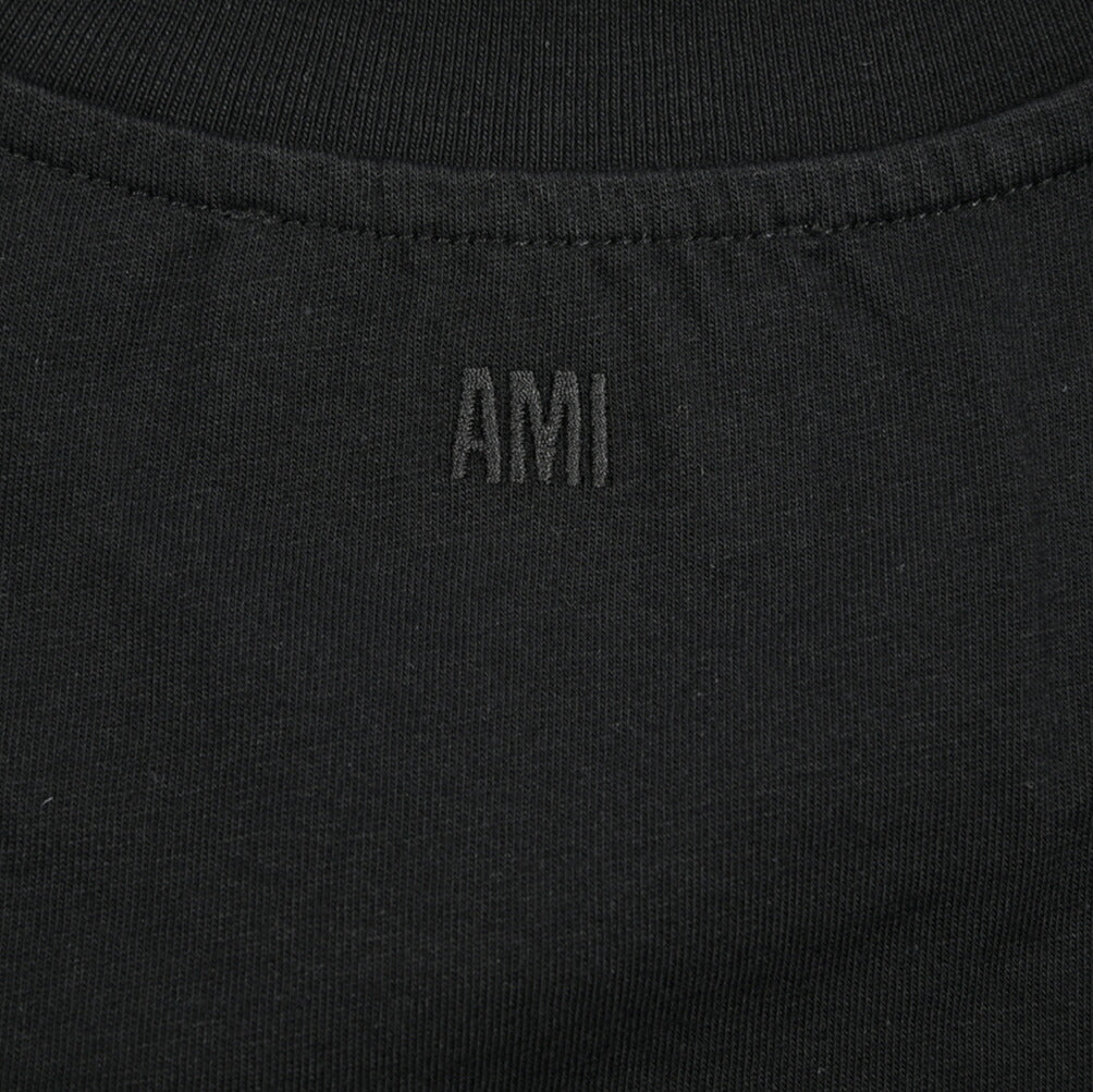25-26AW AMI PARIS コットン100% ワンポイントロゴ長袖 Tシャツ