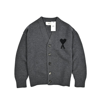 25-26AW AMI PARIS ヴァージンウール100% ワンポイントロゴニットカーディガン