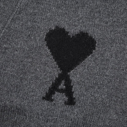 25-26AW AMI PARIS ヴァージンウール100% ワンポイントロゴニットカーディガン