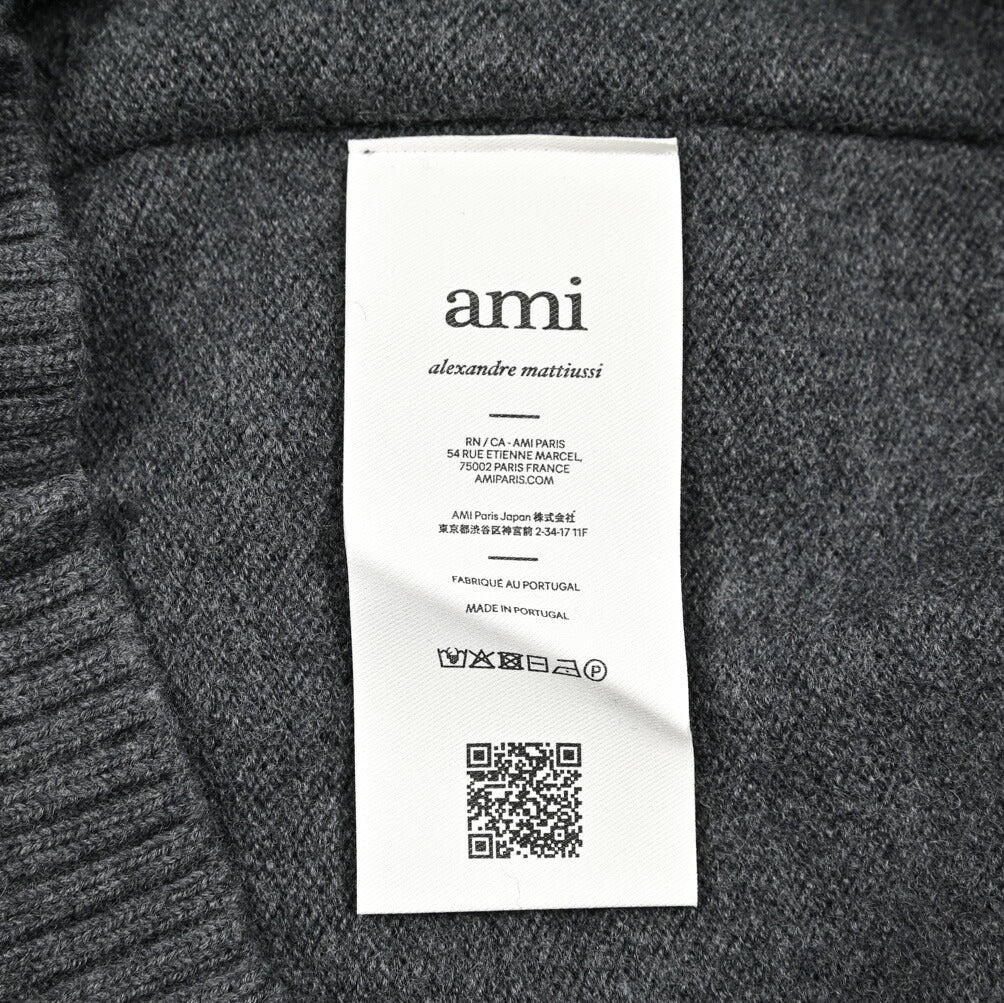 25-26AW AMI PARIS ヴァージンウール100% ワンポイントロゴニットカーディガン