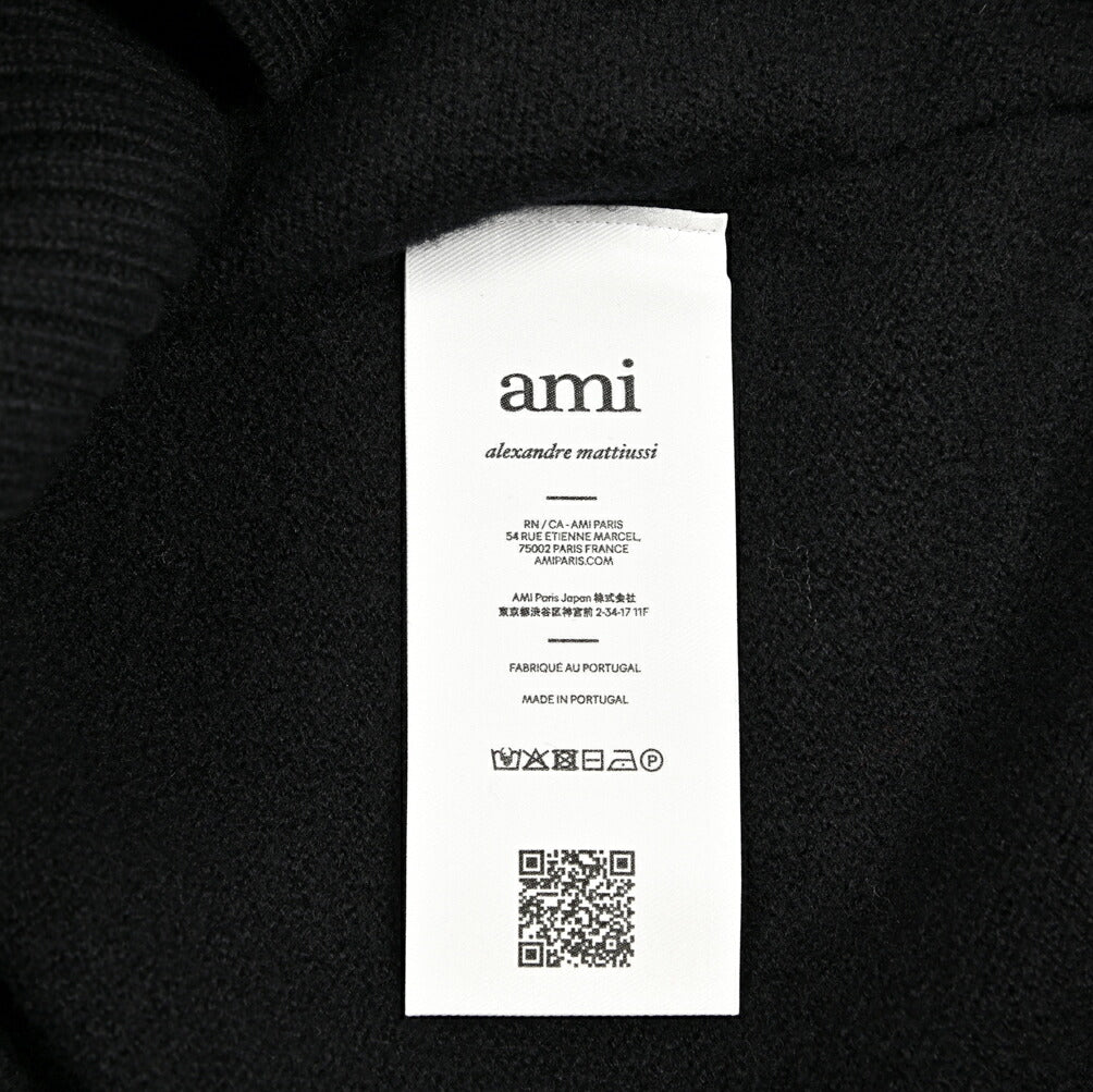 25-26AW AMI PARIS ヴァージンウール100% ワンポイントロゴニットカーディガン