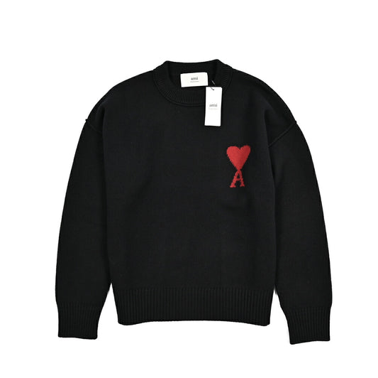 25-26AW AMI PARIS ヴァージンウール100% ワンポイントロゴニットセーター
