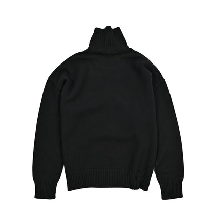 25-26AW AMI PARIS ヴァージンウール100% ワンポイントロゴタートルネックニットセーター
