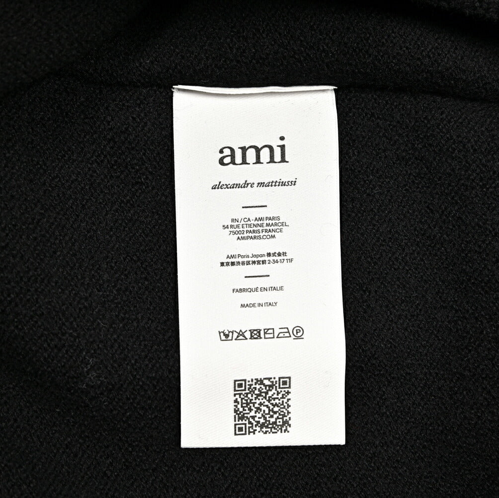 25-26AW AMI PARIS ヴァージンウール100% ワンポイントロゴタートルネックニットセーター