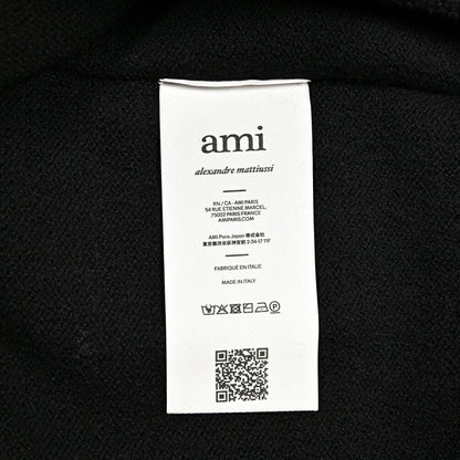 25-26AW AMI PARIS ヴァージンウール100% ワンポイントロゴタートルネックニットセーター