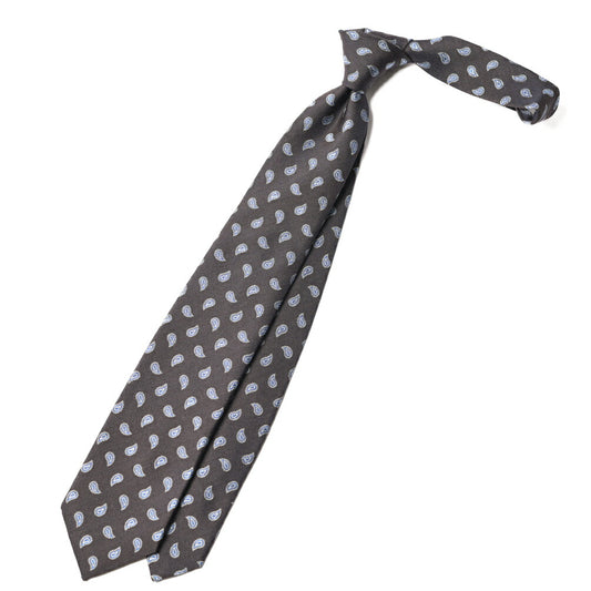 BARBA シルク混ウール ペイズリー柄ネクタイ (セッテピエゲ)